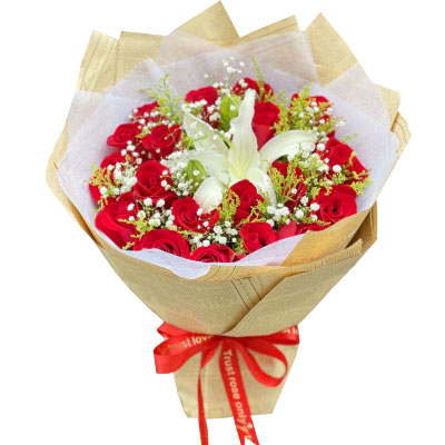 庆阳19朵红玫瑰1支百合，永恒之美