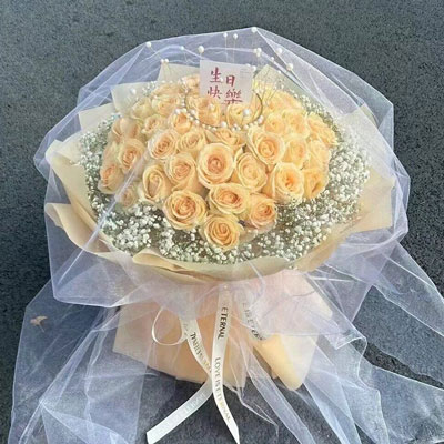 庆阳52朵香槟玫瑰满天星，你就是我的全部