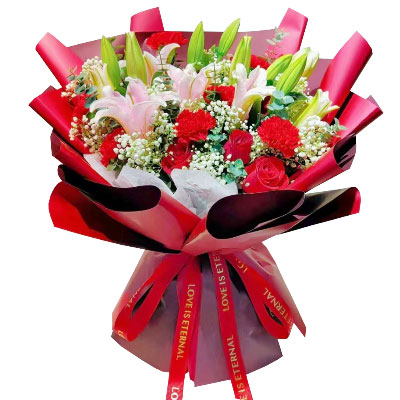 庆阳红玫瑰康乃馨百合花，欢乐和美好